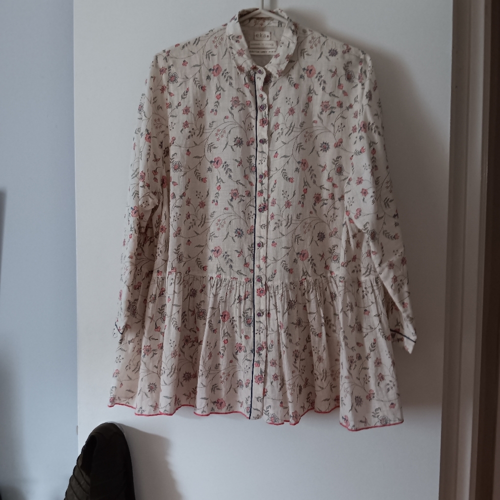 EKA Handmade in  India Cotton Floral Blouse SML